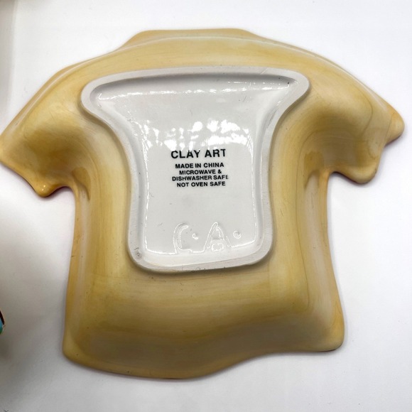 Clay Art Hawaiian Shirt Shaped Ceramic Trinket Dish Surfboard Pineapple Set of 4 - Picture 5 of 7